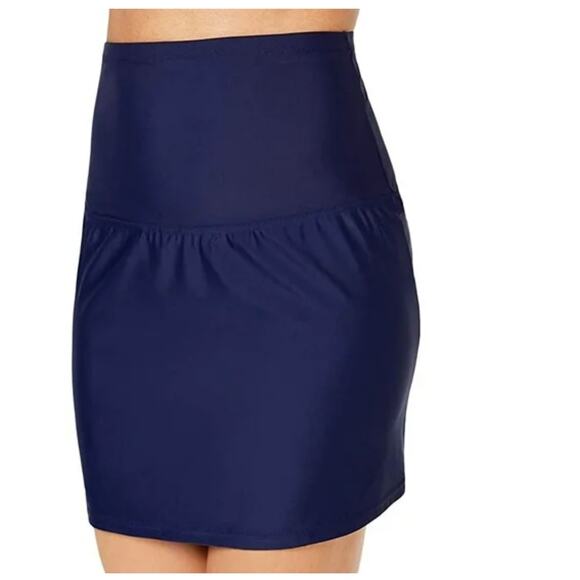 Island Escape Solid NAVY Blue Tummy Control Swim Skirt Skort US 8 NWT - Picture 1 of 2